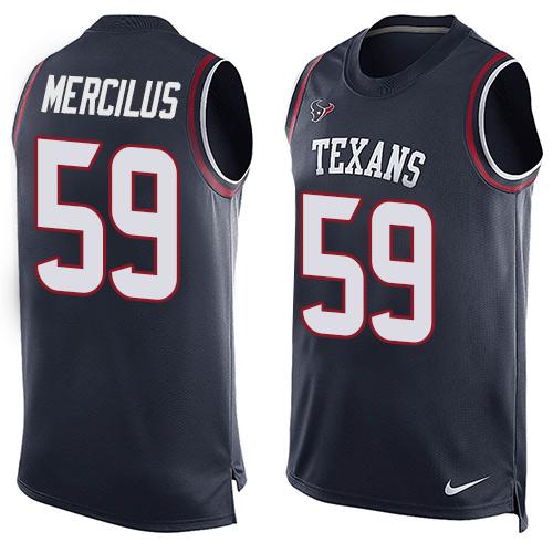 Nike Texans #59 Whitney Mercilus Navy Blue Team Color Men's Stitched NFL Limited Tank Top Jersey